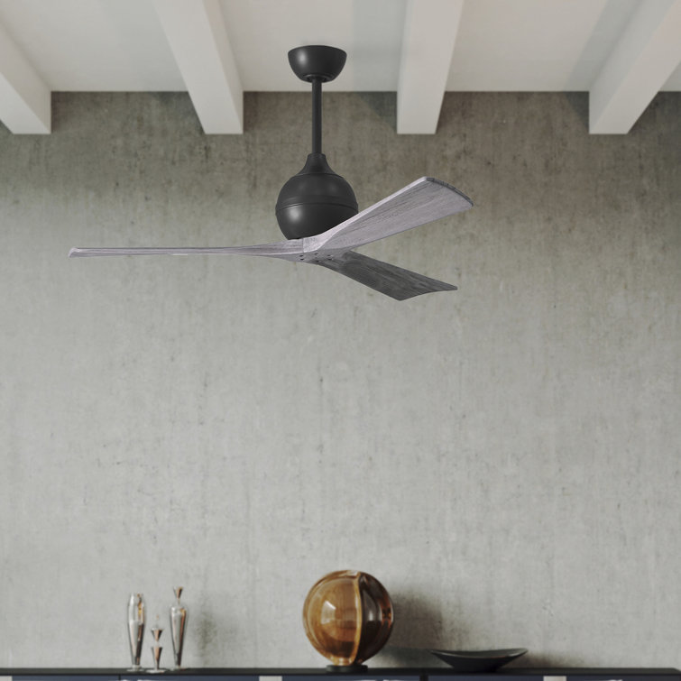 60-Inch Matte Black Ceiling Fan with Barn Wood Tone Blades