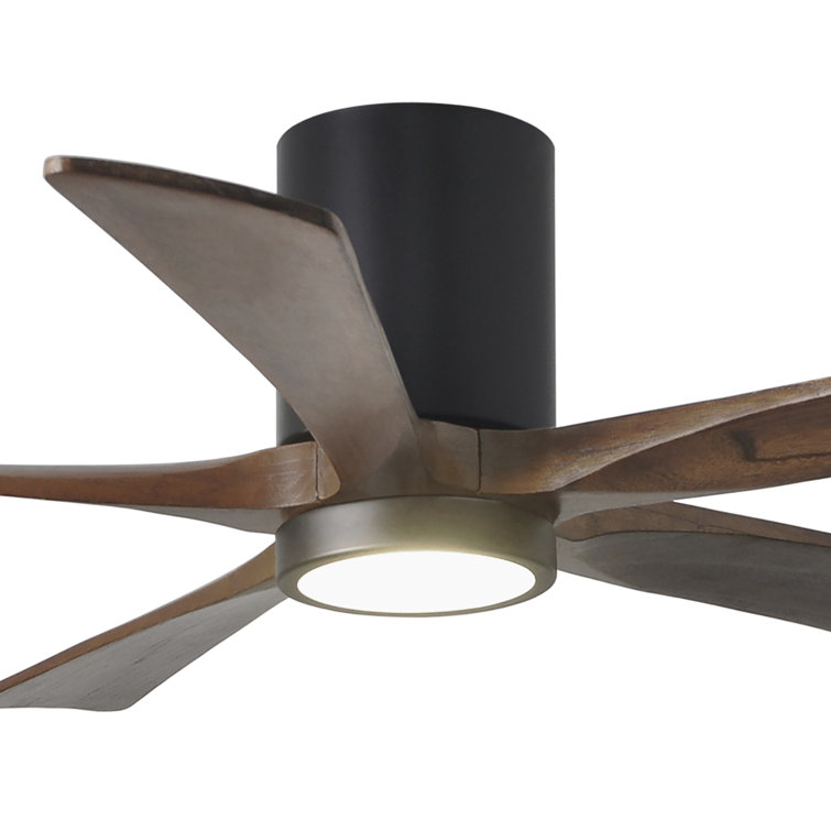 Matte Black 52" Ceiling Fan with Walnut Solid Wood Blades and LED Light