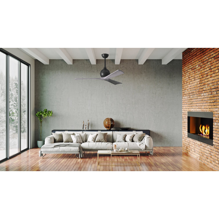 60-Inch Matte Black Ceiling Fan with Barn Wood Tone Blades