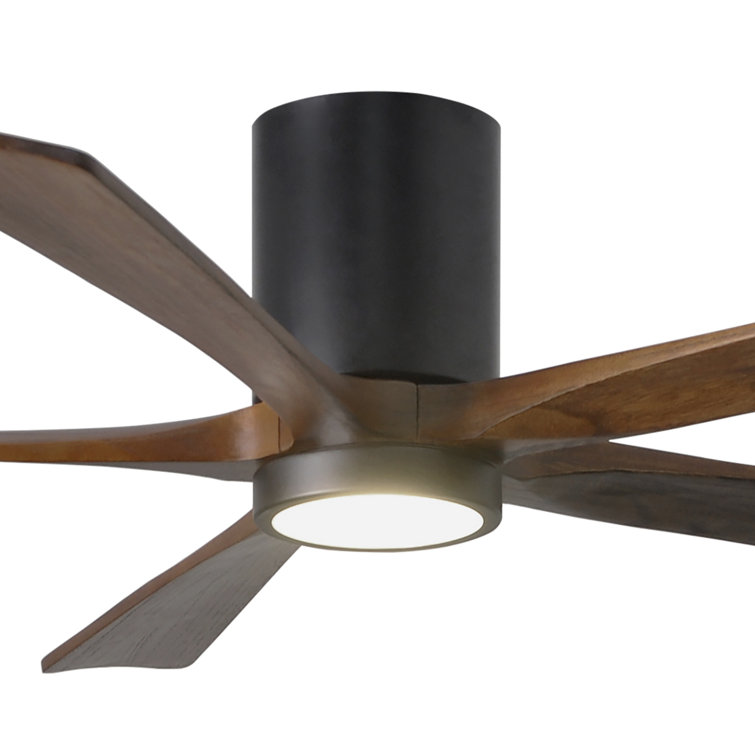 Matte Black 52" Ceiling Fan with Walnut Solid Wood Blades and LED Light