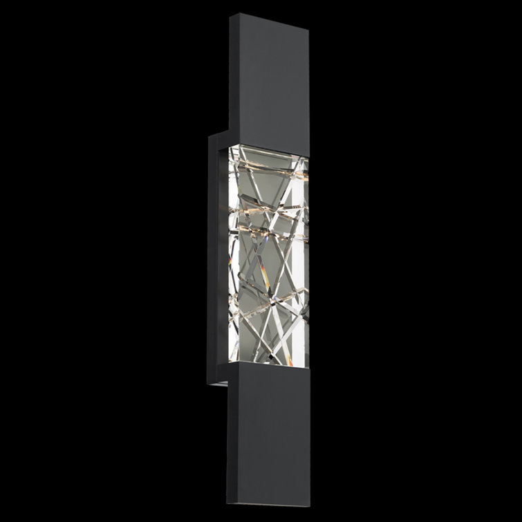 Black Stainless Steel LED Wall Light with Clear Crystal