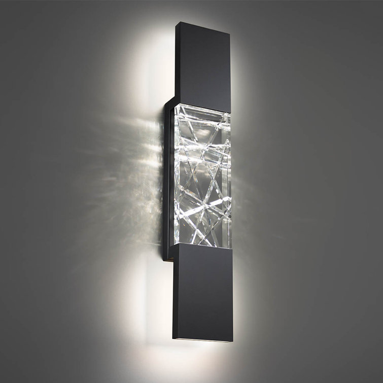Black Stainless Steel LED Wall Light with Clear Crystal