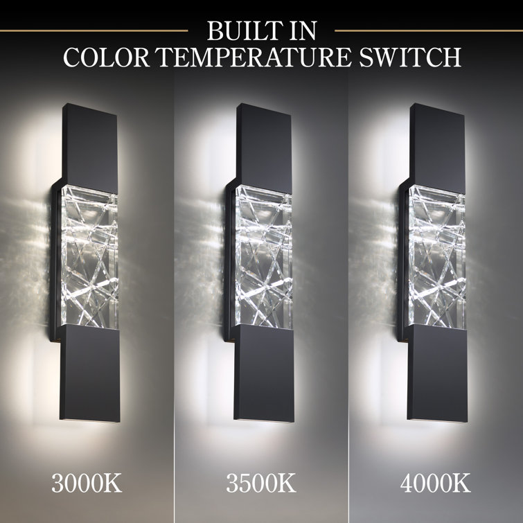 Black Stainless Steel LED Wall Light with Clear Crystal