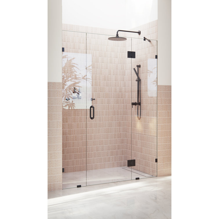 Stellar Matte Black Frameless Glass 3-Panel Shower Door