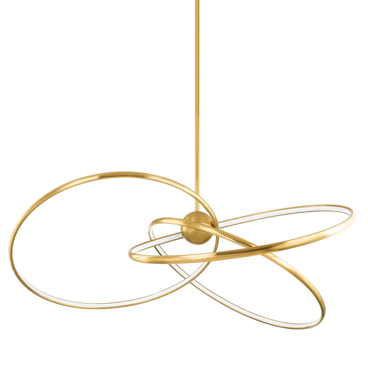 Vintage Brass 3-Light LED Chandelier with Acrylic Shades
