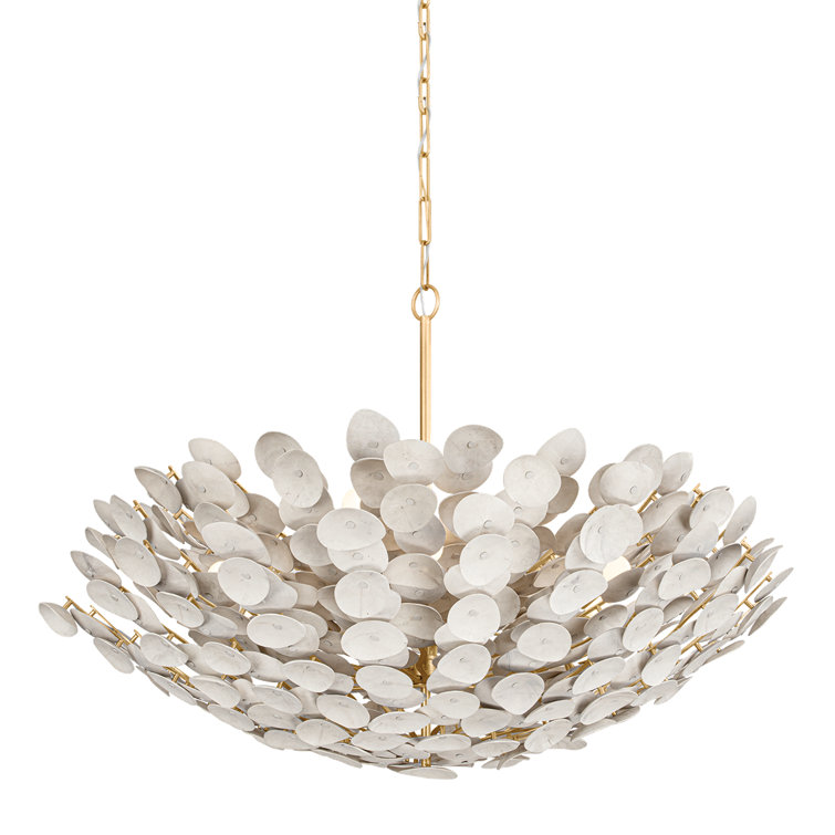 Aimi 49'' Vintage Gold Leaf and Coco Shell 12-Light Chandelier