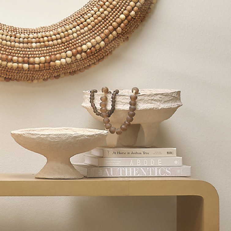 Cream Cotton Mache Decorative Bowl with Sculptural Design