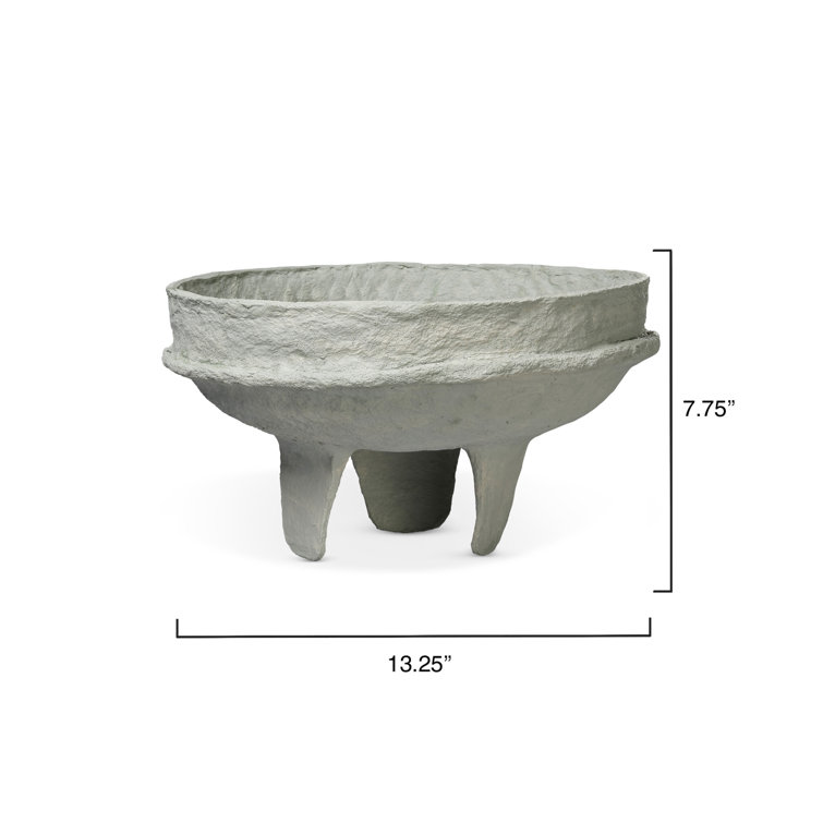 Green Cotton Mâché Low Bowl, 13.25"