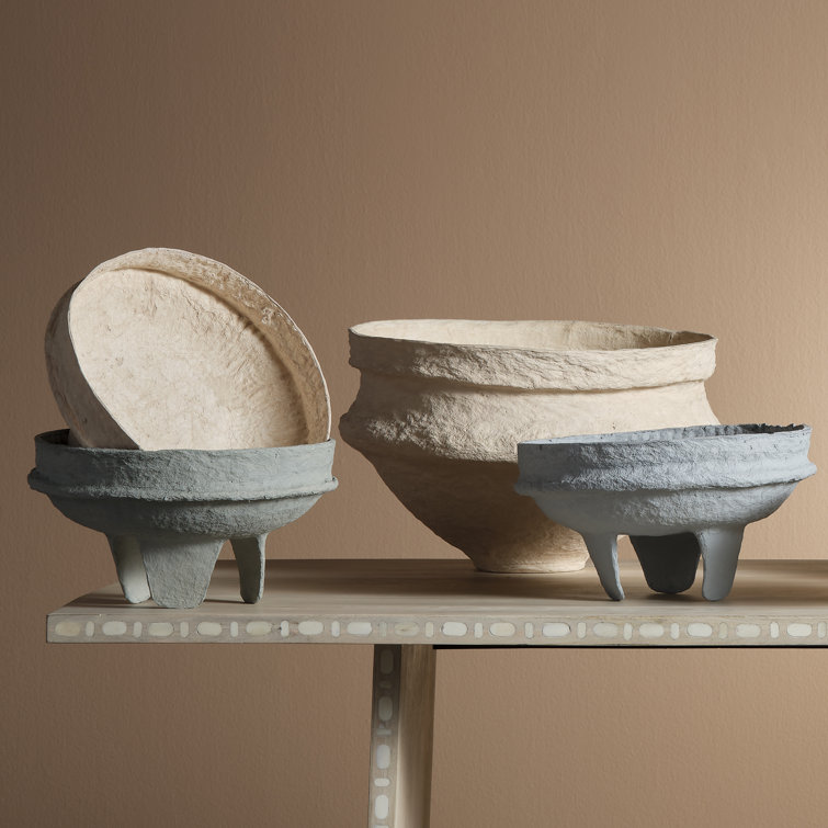 Green Cotton Mâché Low Bowl, 13.25"