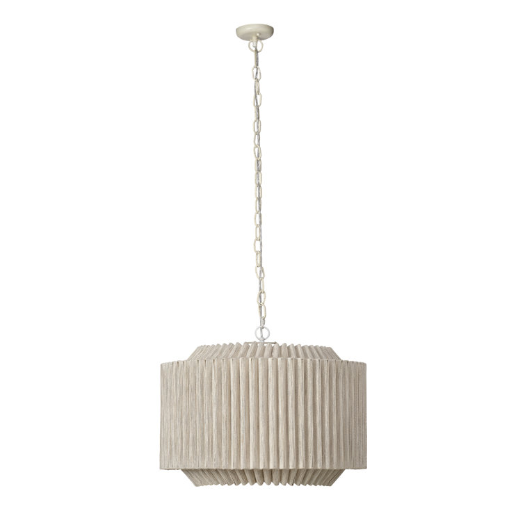 Off-White Jute 4-Light Round Chandelier