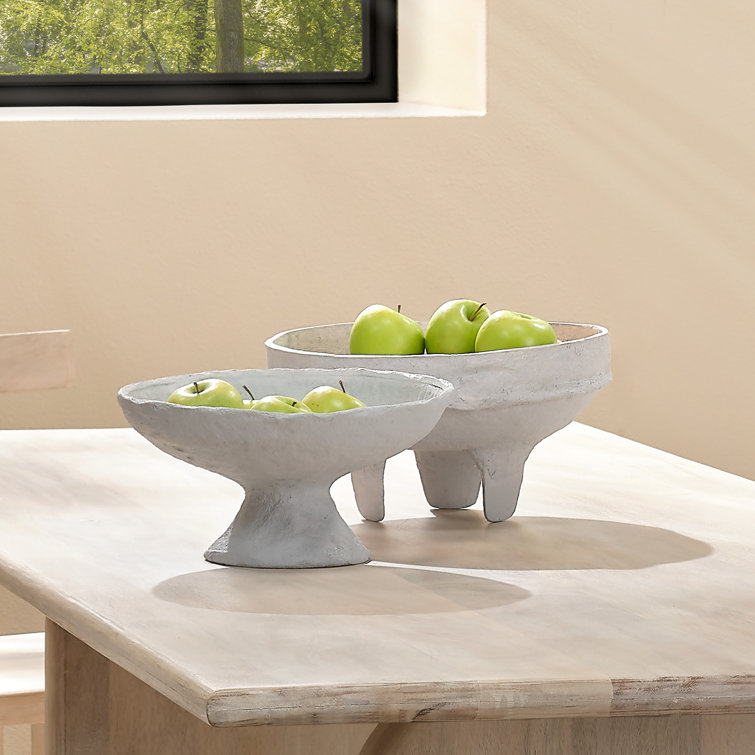 Handmade Green Papier Mâché Pedestal Decorative Bowl