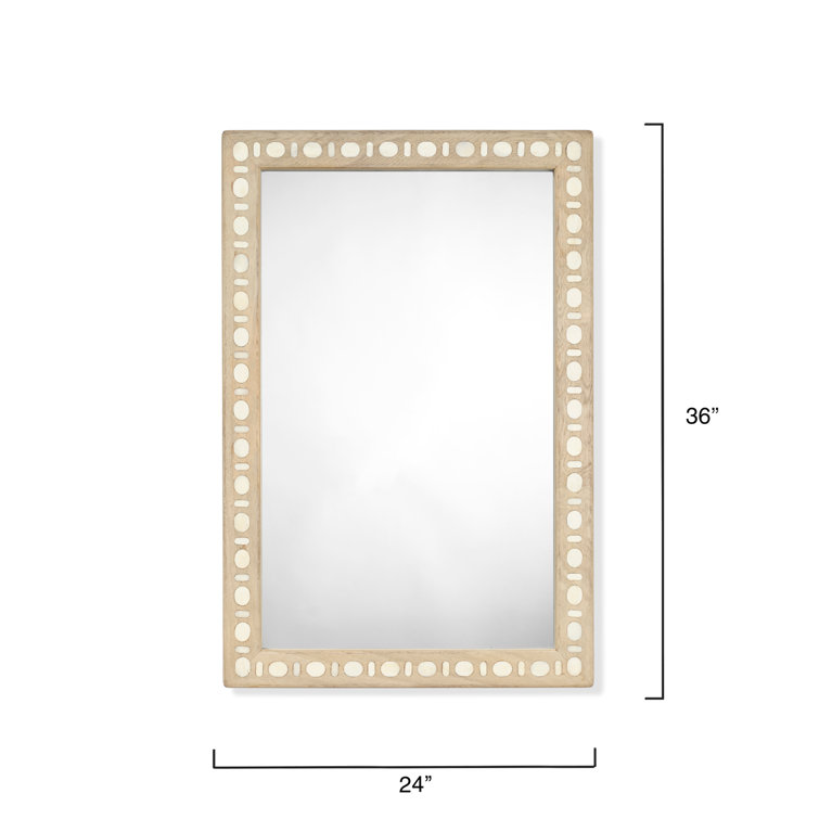 Natural Mango Wood and Bone Inlay Rectangular Wall Mirror
