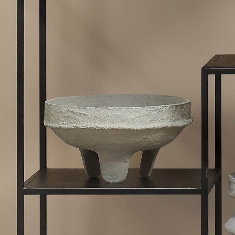 Green Cotton Mâché Low Bowl, 13.25"
