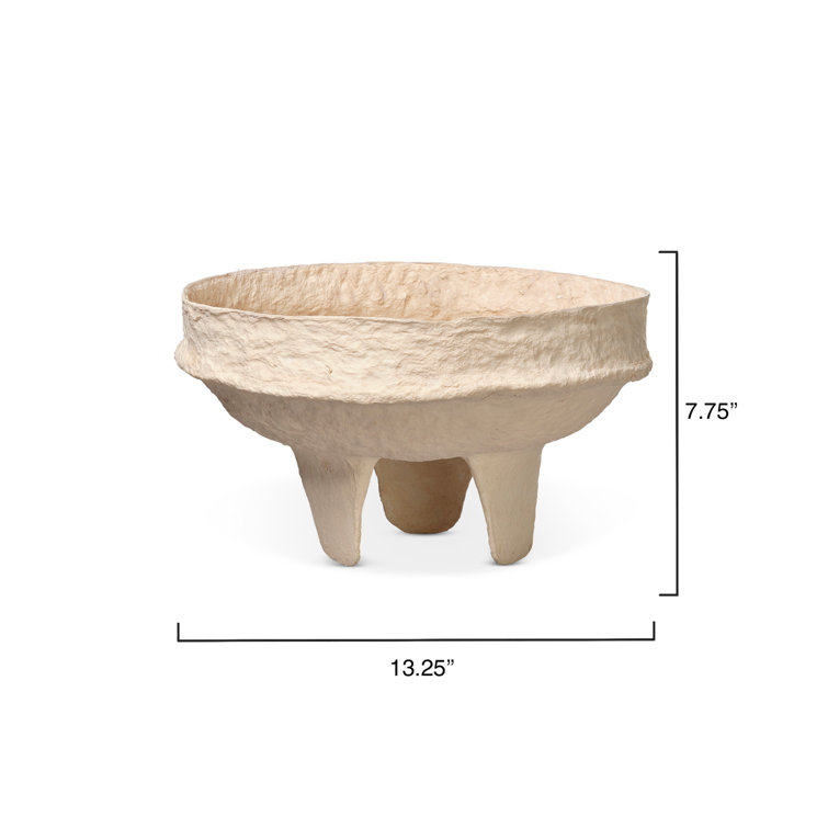 Cream Cotton Mache Decorative Bowl with Sculptural Design