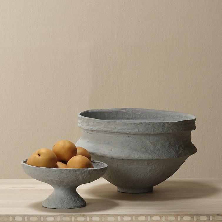 Large Green Cotton Mache Decorative Bowl
