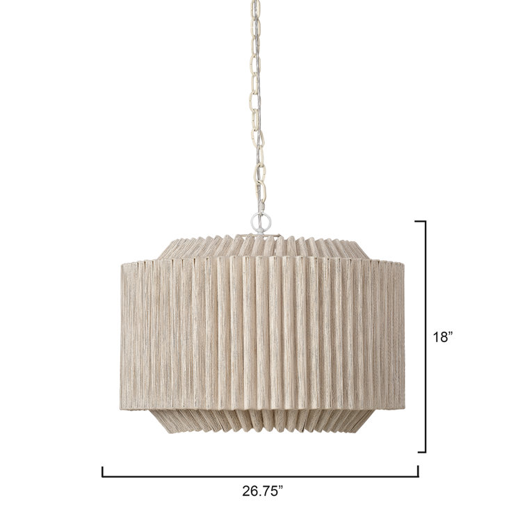 Off-White Jute 4-Light Round Chandelier