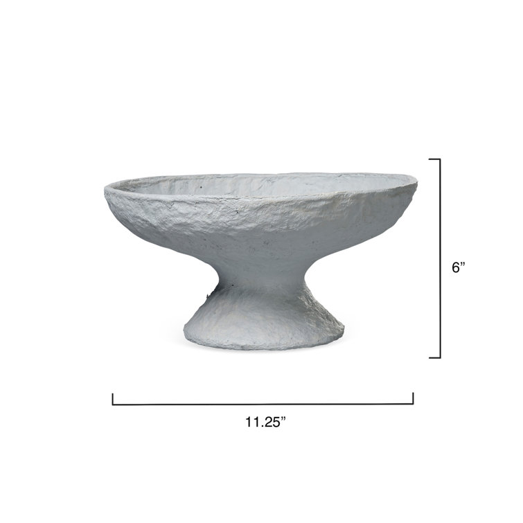 Blue Handmade Cotton Mache Pedestal Decorative Bowl
