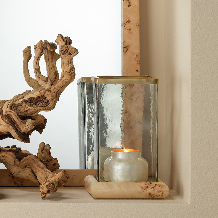Rhine Wood and Glass Hurricane Candle Holder