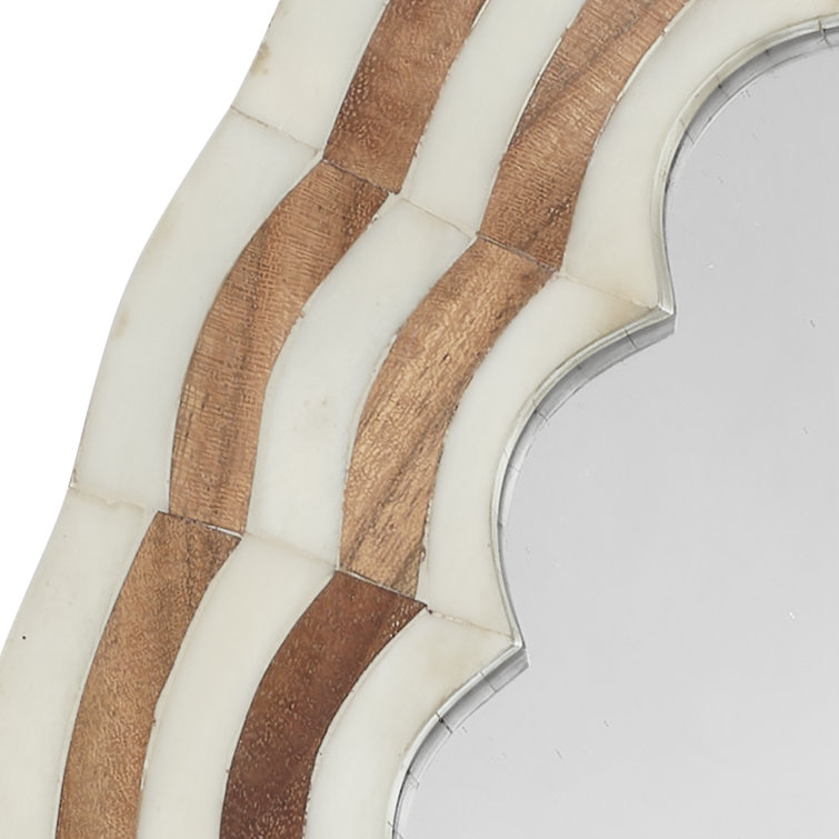 Natural Bone and Wood Rectangular Wall Mirror