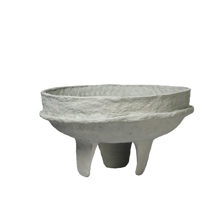Green Cotton Mâché Low Bowl, 13.25"