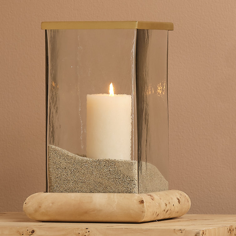 Rhine Wood and Glass Hurricane Candle Holder