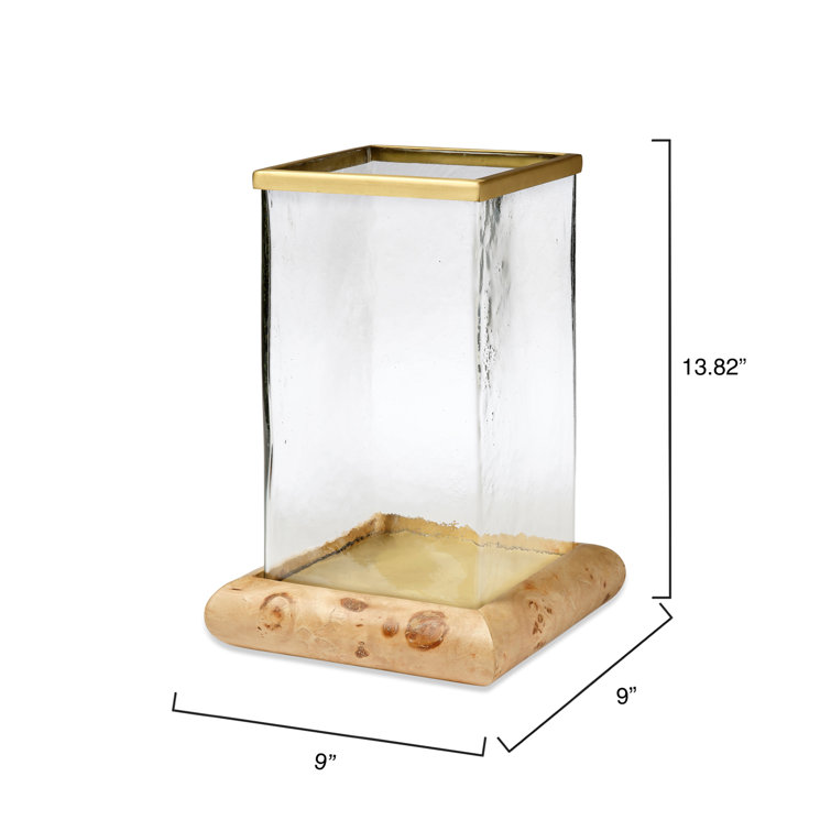 Rhine Wood and Glass Hurricane Candle Holder
