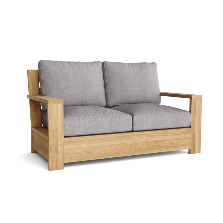 Natural Teak 6-Piece Deep Seating Set with Gray Cushions