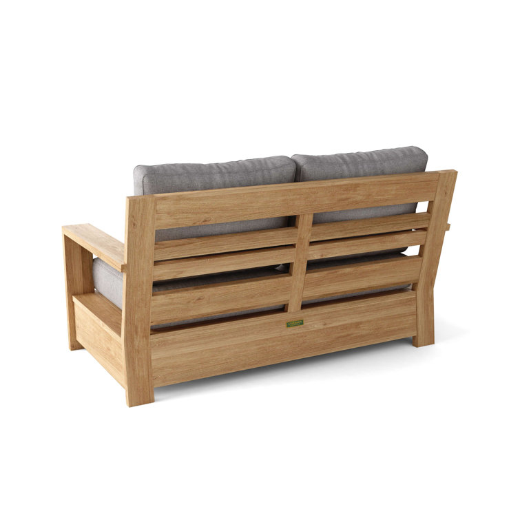 Natural Teak 6-Piece Deep Seating Set with Gray Cushions