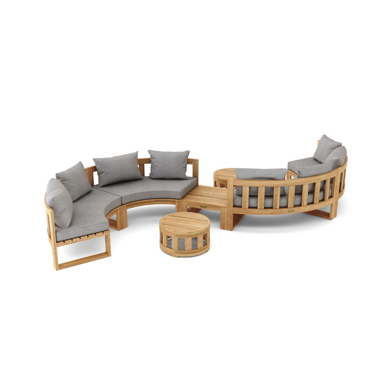 Natural Teak 8-Person Circular Modular Deep Seating Set