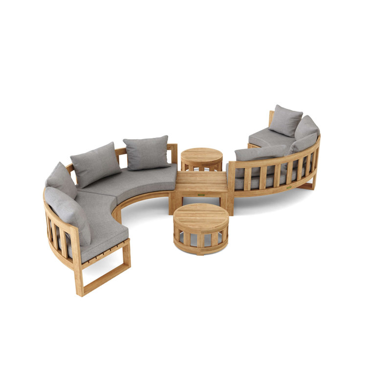 Natural Teak 8-Person Circular Modular Deep Seating Set