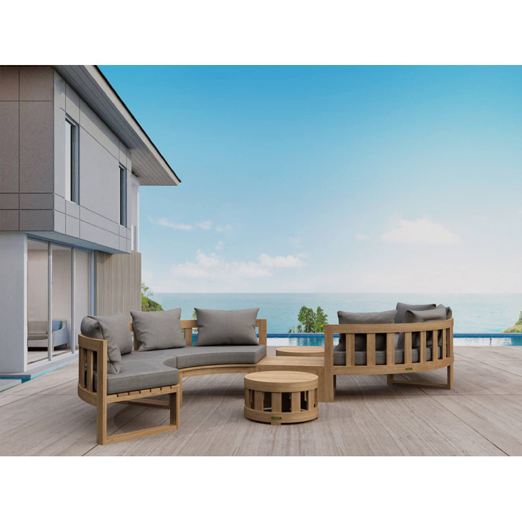 Natural Teak 8-Person Circular Modular Deep Seating Set