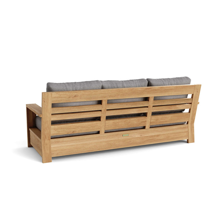 Madera Teak Three-Seat Sofa with Green Cushions