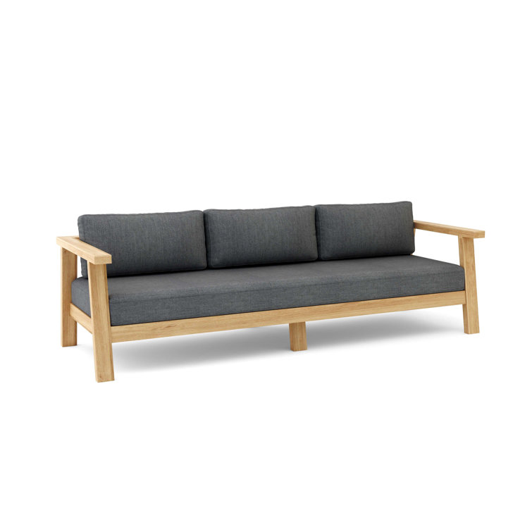 Palermo 89'' Teak Outdoor Sofa with Charcoal Cushions