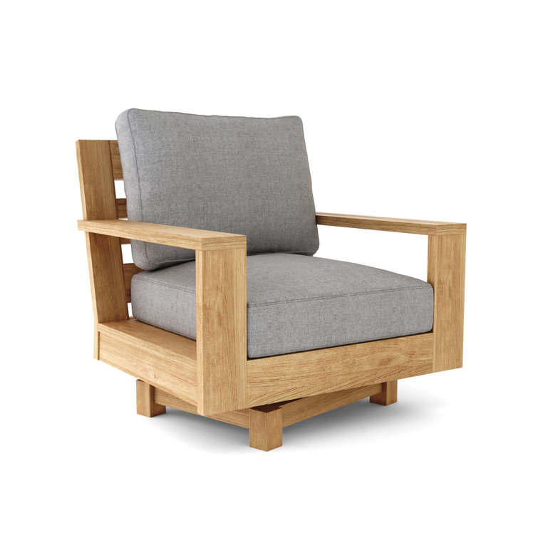 Natural Teak 6-Piece Deep Seating Set with Gray Cushions
