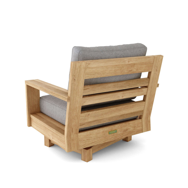 Natural Teak 6-Piece Deep Seating Set with Gray Cushions