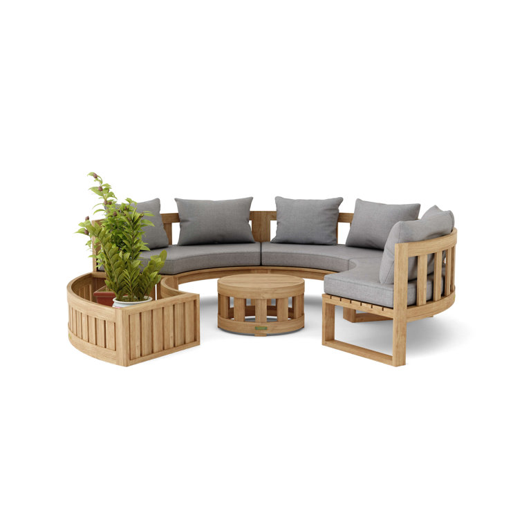 Round Natural Teak Outdoor Coffee Table