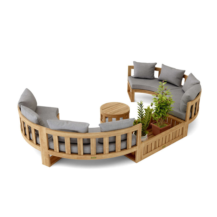 Natural Teak 8-Person Circular Modular Deep Seating Set
