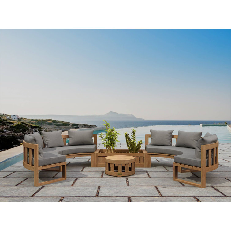 Natural Teak 8-Person Circular Modular Deep Seating Set