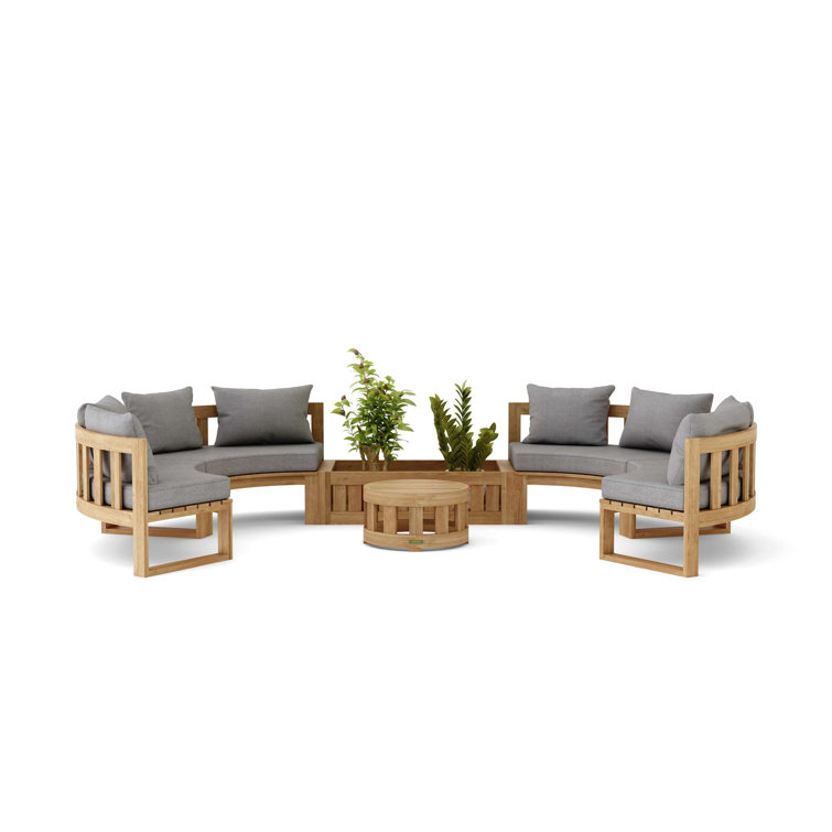 Natural Teak 8-Person Circular Modular Deep Seating Set