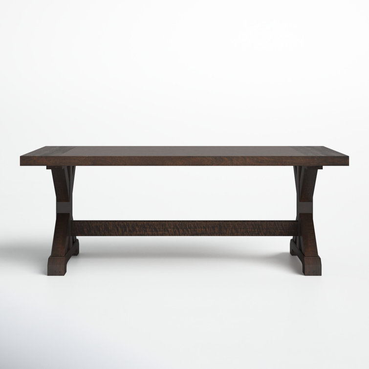 Rustic Trestle Base Rectangular Coffee Table in Walnut
