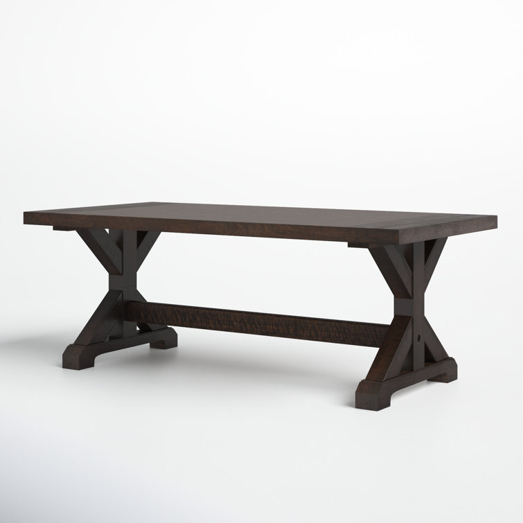 Rustic Trestle Base Rectangular Coffee Table in Walnut