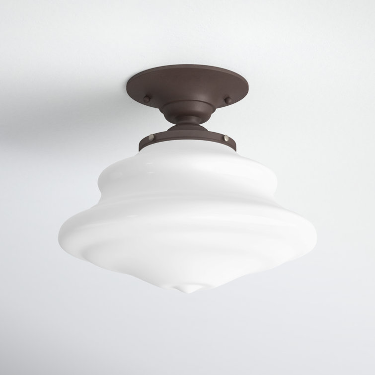 Old Bronze Glass Semi Flush Mount Ceiling Light