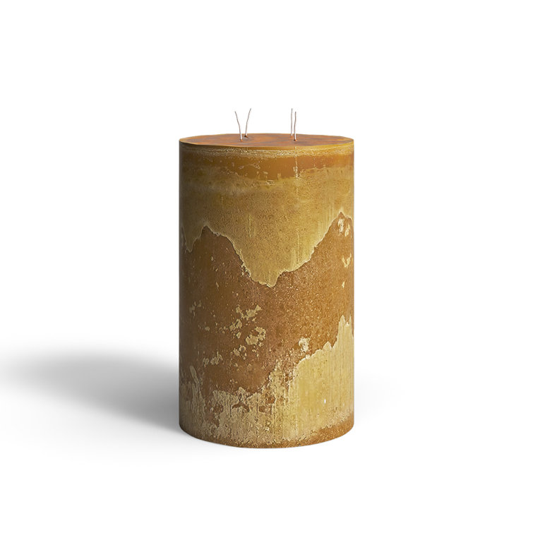 Handmade Chamois Paraffin Pillar Candle with Hemp Wick