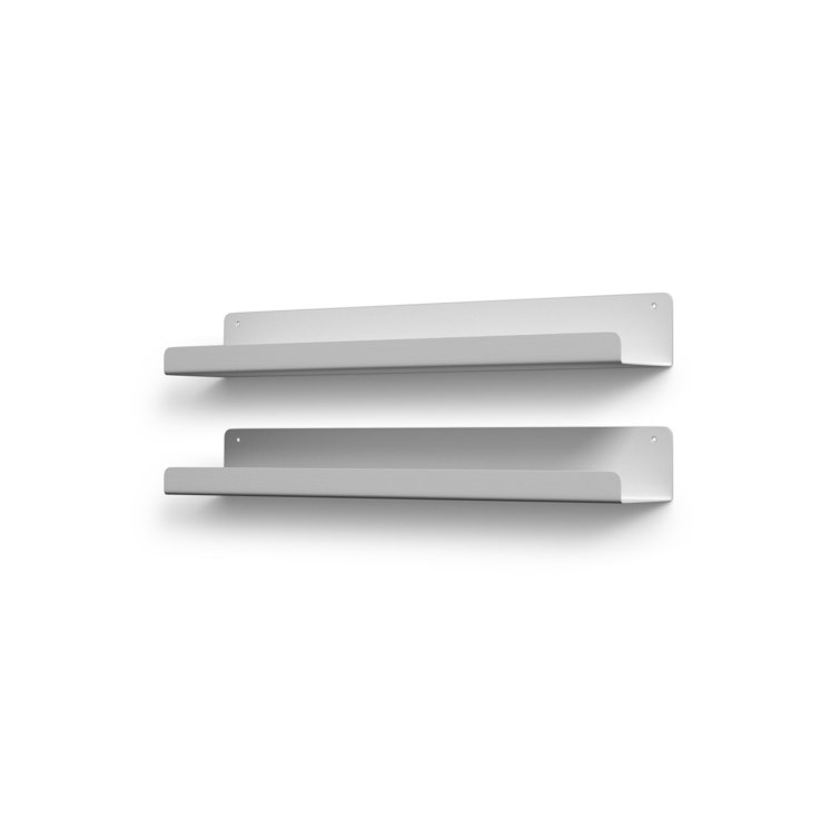 White Metal Floating Wall Shelves Set of 2