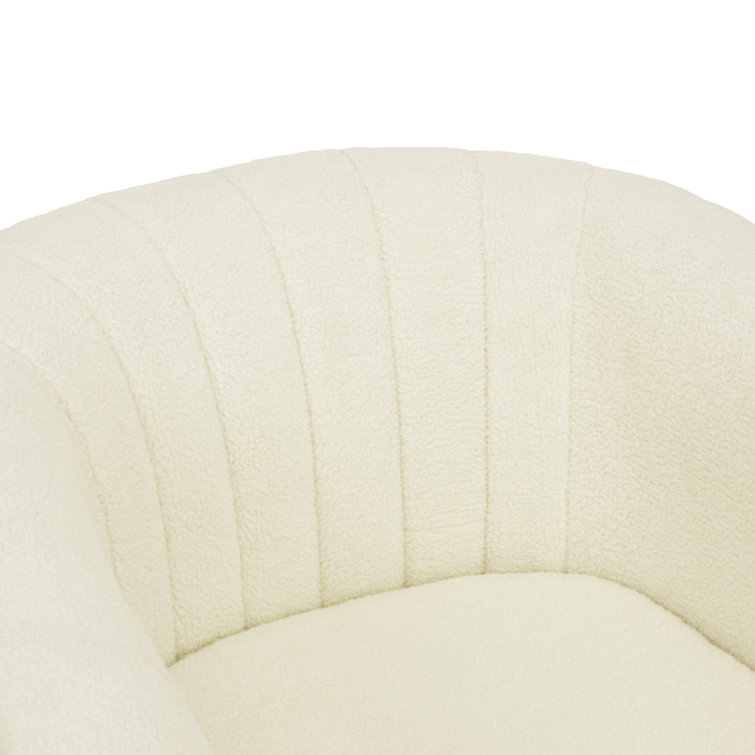 30.5'' Ivory Swivel Barrel Accent Chair with Wood Base