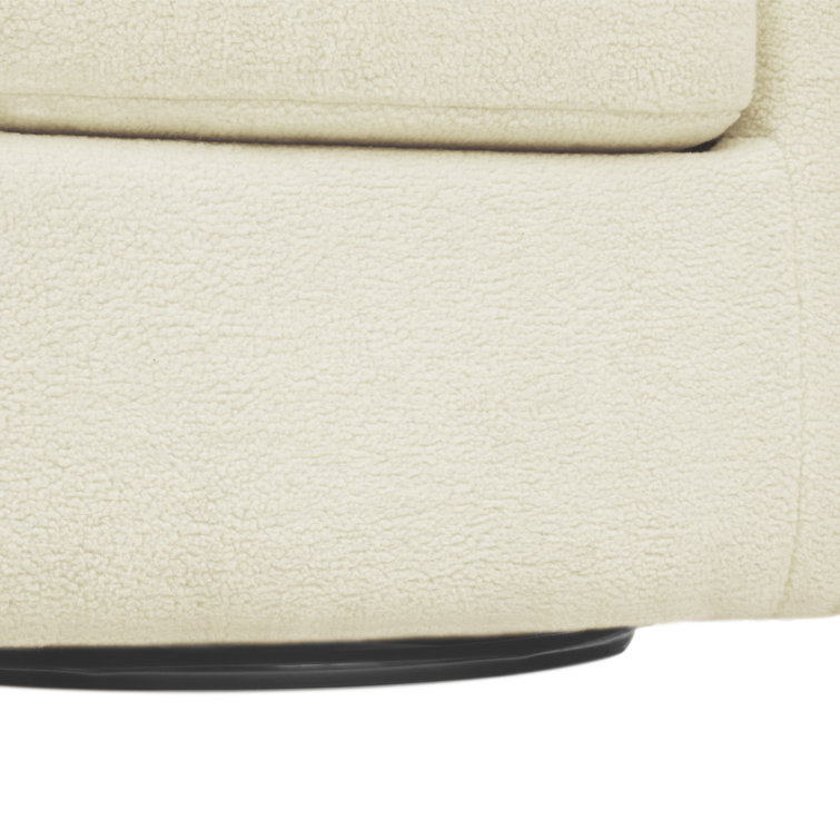 30.5'' Ivory Swivel Barrel Accent Chair with Wood Base