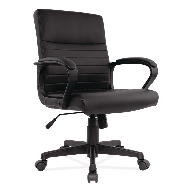 Sleek Executive Black Leather Manager Chair with Adjustable Height