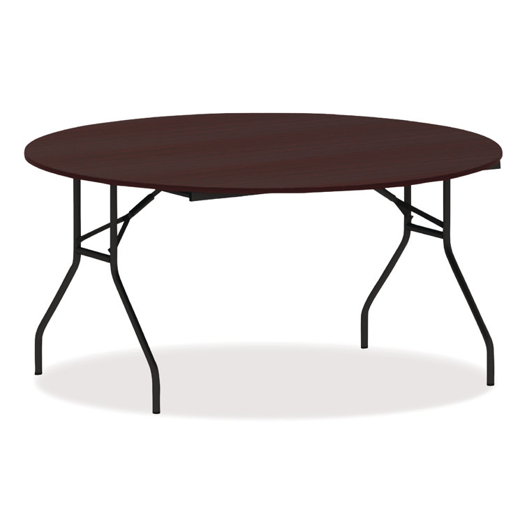 Mahogany 59'' Round Scratch-Resistant Folding Table with Steel Legs