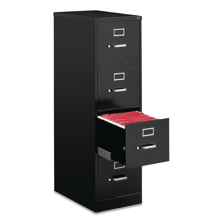 Modern Mobile 15'' Black Steel 4-Drawer Lockable File Cabinet