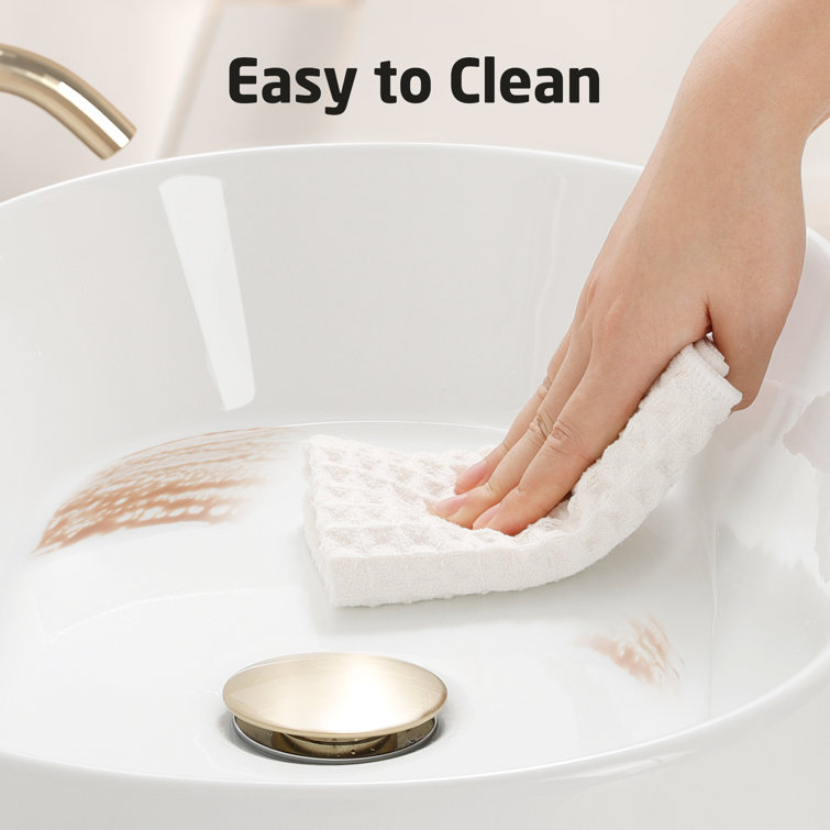 White Ceramic Oval Above-Counter Vessel Sink for Bathroom Vanity